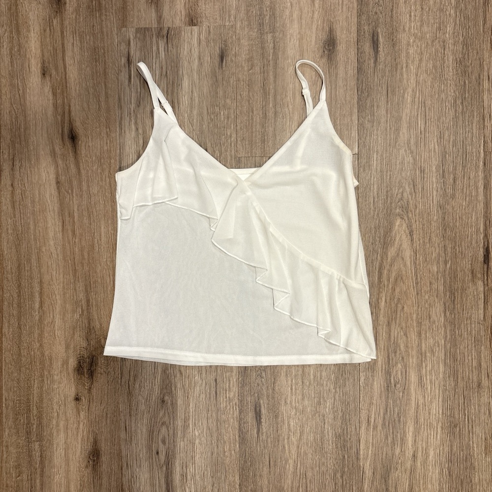 H&M White Ruffle Top